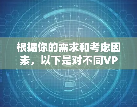 根据你的需求和考虑因素，以下是对不同VPN服务的分析和推荐