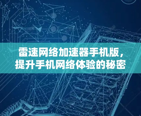 雷速网络加速器手机版，提升手机网络体验的秘密武器