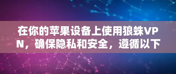 在你的苹果设备上使用狼蛛VPN，确保隐私和安全，遵循以下步骤