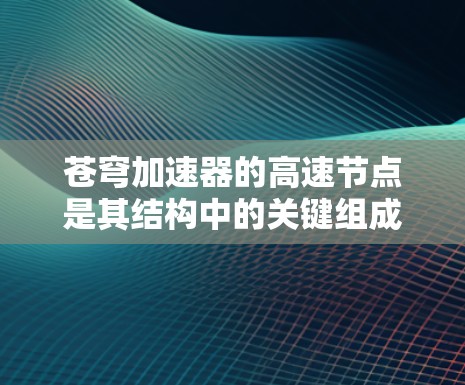 苍穹加速器的高速节点是其结构中的关键组成部分,用于优化粒子加速过程。以下是对高速节点的详细分析