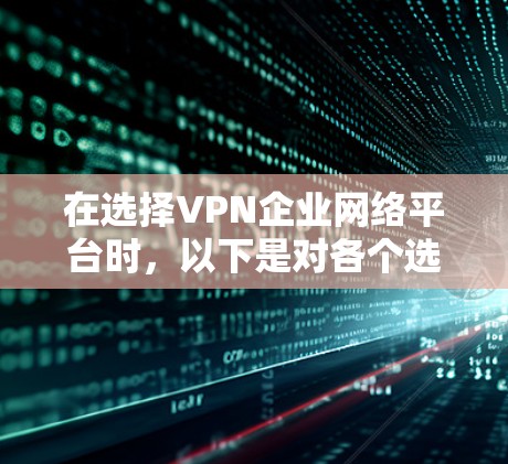 在选择VPN企业网络平台时,以下是对各个选项的详细分析和总结,帮助企业根据具体需求做出明智的决定
